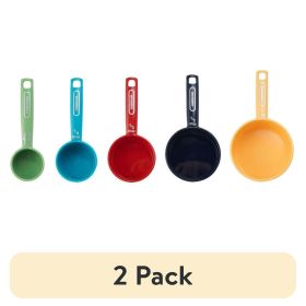 (2 Pack) Farberware 5-Piece Multicolor Nesting Measuring Cup Set with Bonus Coffee Scoop – Plastic, Dishwasher Safe