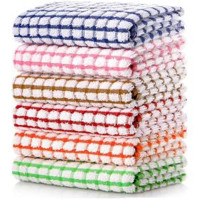 6-Pack Cotton Kitchen Dish Towels – 16"x25", Gingham Assorted Colors, Ultra-Absorbent & Durable