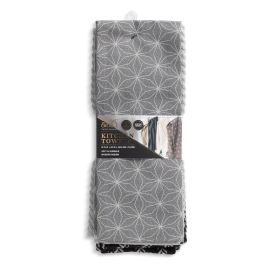 4-Pack Kitchen Towels – Gray Star Design, Ultra-Absorbent, Machine Washable, 16"x28"