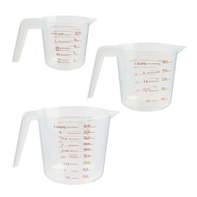 Mainstays 3-Piece Tapered Spout Nesting Plastic Measuring Cups Set, Clear
