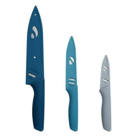 Mainstays 3-Piece Stainless Steel Knife Set – Color Blades with Ergonomic Soft Grip Handles