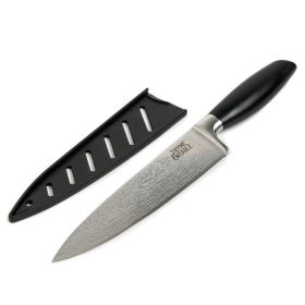 Thyme & Table 8-Inch Non-Stick Damascus Chef Knife – High Carbon Stainless Steel with Titanium Coating & Comfort Grip Handle