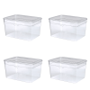 (4Pack)Clear Glossy Plastic Extra Tall Shoe Box with Lid, Adult Size,One Pair of Size, One Tier
