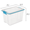 (2 pack) Small Storage Bin, 20 Quart Clear Plastic Storage Container with Gasket Lid, Blue