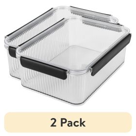 (2 pack) 16 Cup Plastic Pantry Storage Container, Clear