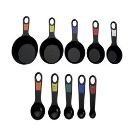 Professional 10 Piece Plastic Nesting Measuring Cup and Spoon Set Black