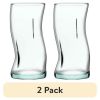 (2 pack) Clear Green Glassware, 14.9 oz