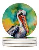 Hippie Animal Pelican Large Sandstone Coasters Pack of 4 Absorbent Round Coasters Decor Gifts for Men or Women, 4 in, Multicolor