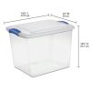 5 Pack 27 Quart Clear Plastic Storage Container with Latch Lid, Blue