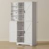 HOMCOM Farmhouse Kitchen Pantry, 72" Tall Pantry Cabinet with 4 Barn Doors, 4 Adjustable Shelves and 8 Door Shelves, White