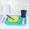 24-Piece Plastic Kids Dinnerware Set – Blue, Teal, Yellow & Navy, BPA-Free, Dishwasher Safe