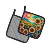 Colorful Sunflowers Pair of Pot Holders Kitchen Heat Resistant Pot Holders Sets Oven Hot Pads for Cooking Baking BBQ, 7 1/2 x 7 1/2